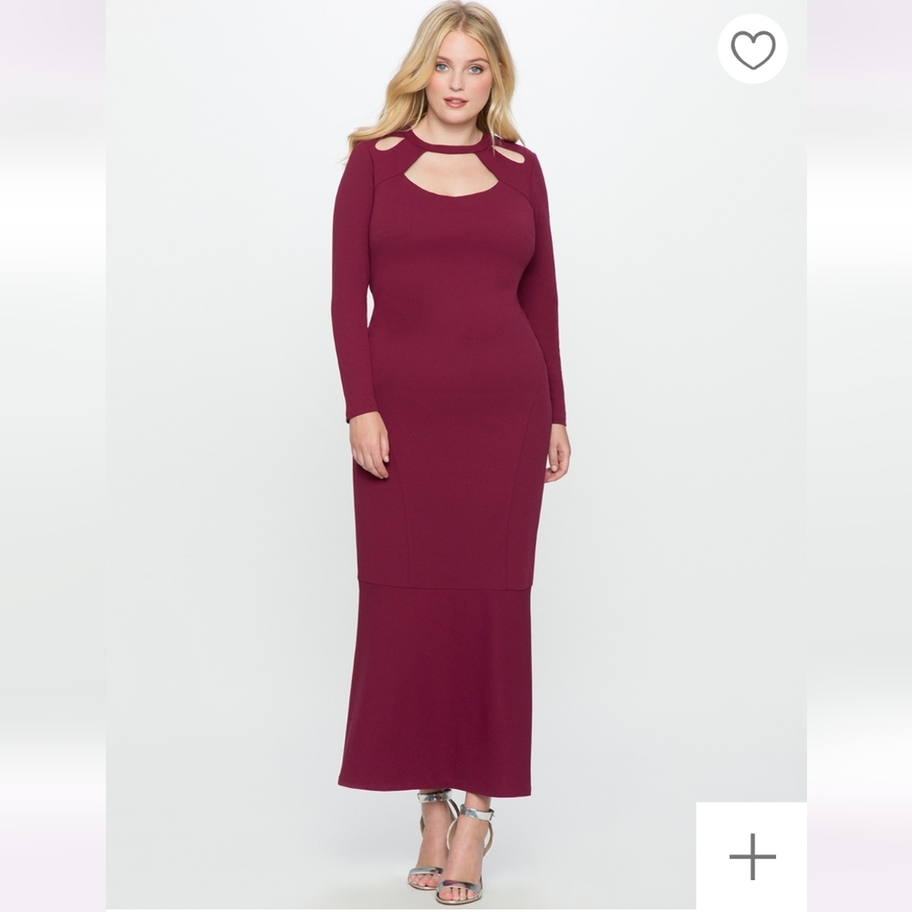Eloquii Cutout Neckline Gown Wine Size 20 with tags - Picture 5 of 8